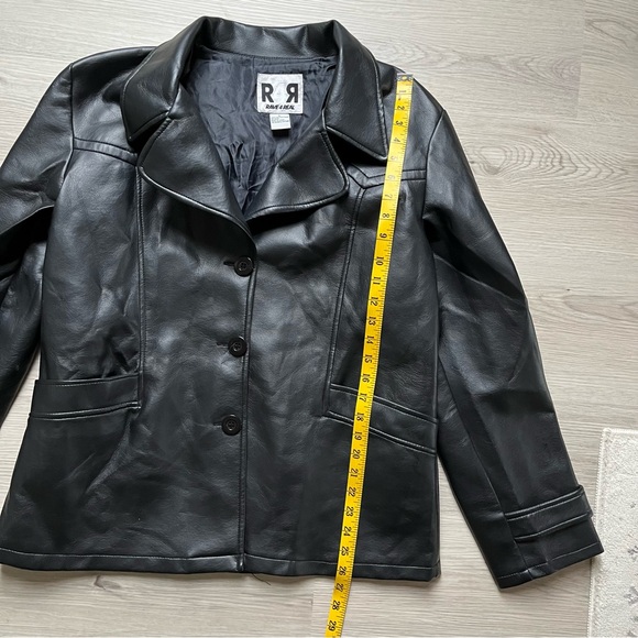 Vintage 90s Y2K Rave 4 Real Black Faux Leather Jacket Large Gothic Grunge Cyber - Picture 13 of 16